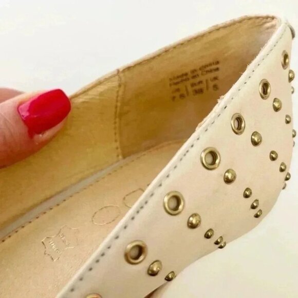 Aldo Pumps High Heel Pointed Toe Leather Stilletos Court Shoes Studded Ivory 7.5 - Picture 10 of 16